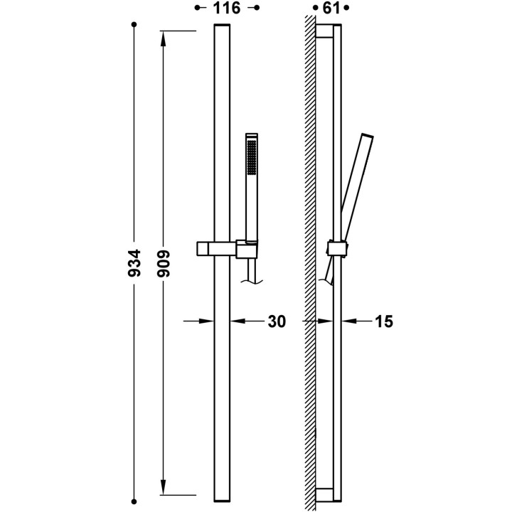 Zestaw drążek prysznicowy, Tres Complementos Ducha - Chrom