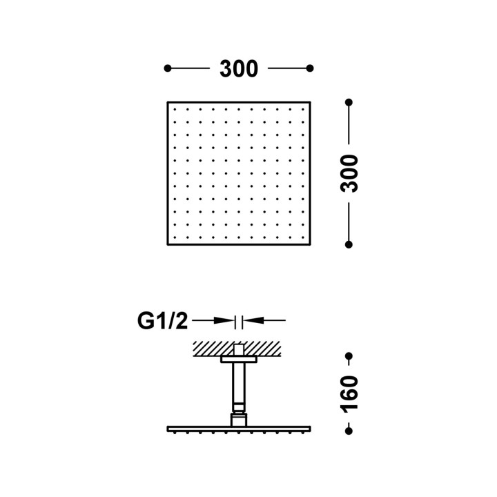 Ramię sufitowe z obrotową deszczownicą, Tres Complementos Ducha - Chrom