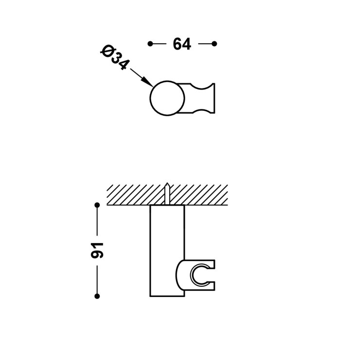 Obrotowa podstawa do słuchawki prysznicowej , Tres Complementos Ducha - Czerń Metalizowana