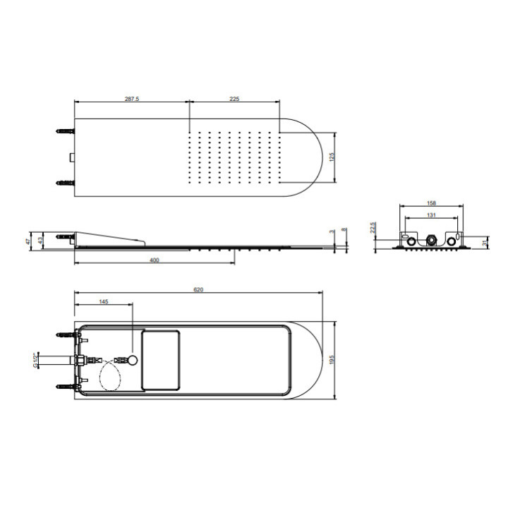 Deszczownica do montażu na ścianie, Gessi Tremillimetri - 708 Copper Brushed PVD