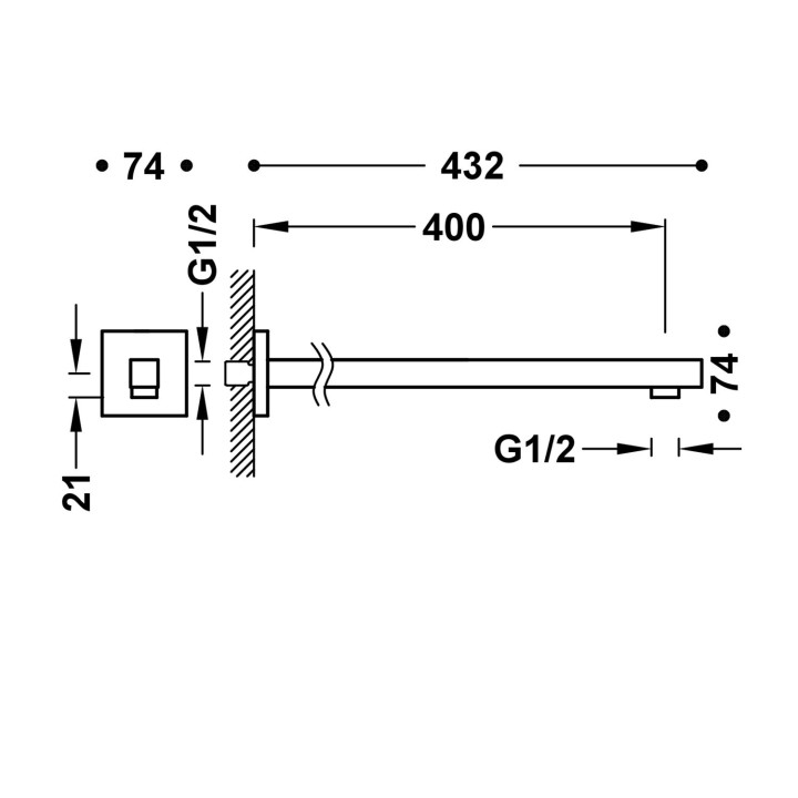 Ramię naścienne, Tres Complementos Ducha - Stal