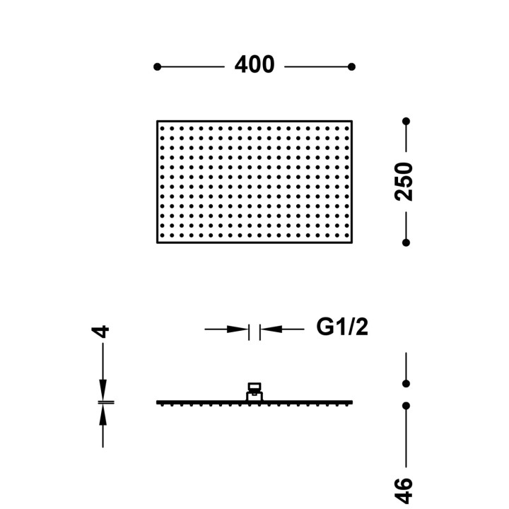 Deszczownica 40x25 cm, Tres Complementos Ducha - Stal
