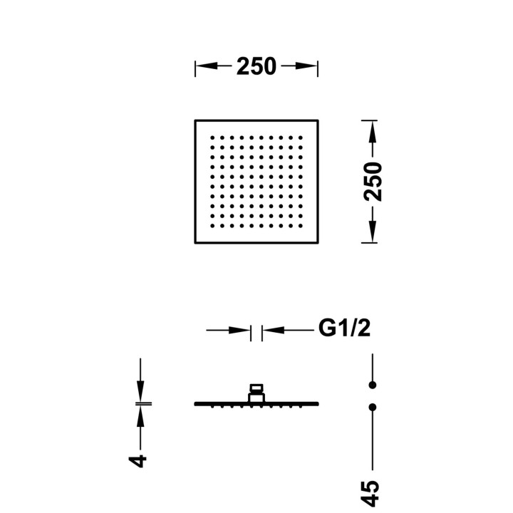 Deszczownica 25x25 cm, Tres Complementos Ducha - Chrom