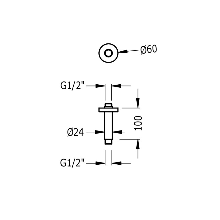 Ramię sufitowe 10 cm, Tres Complementos Ducha - 24-K Złoto Matowe
