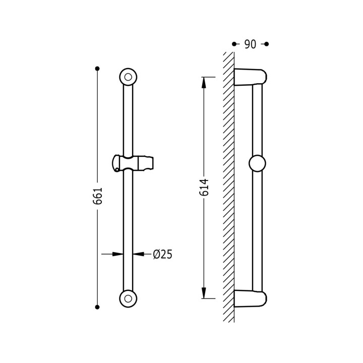 Drążek przesuwny prysznicowy, Tres Complementos Ducha - Chrom