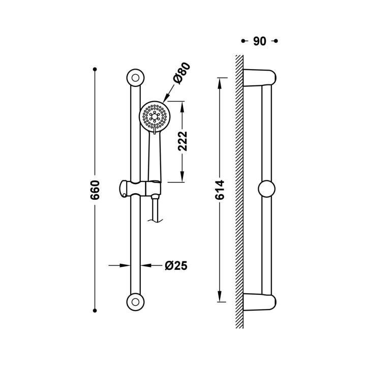 Zestaw drążek prysznicowy, Tres Complementos Ducha - Chrom