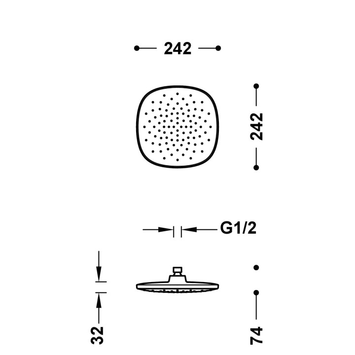 Deszczownica 24,2x24,2 cm, Tres Complementos Ducha - Chrom