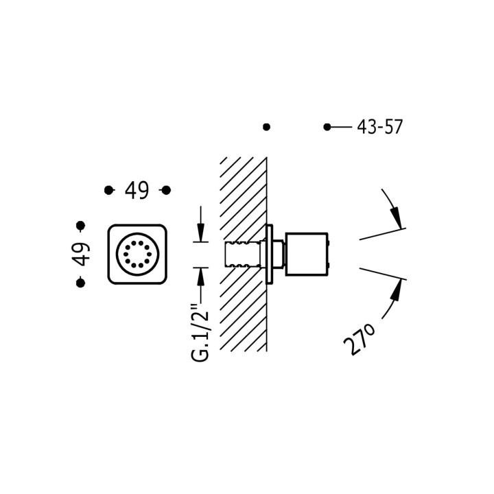 Dysza z hydromasażem, Tres Complementos Ducha - Chrom