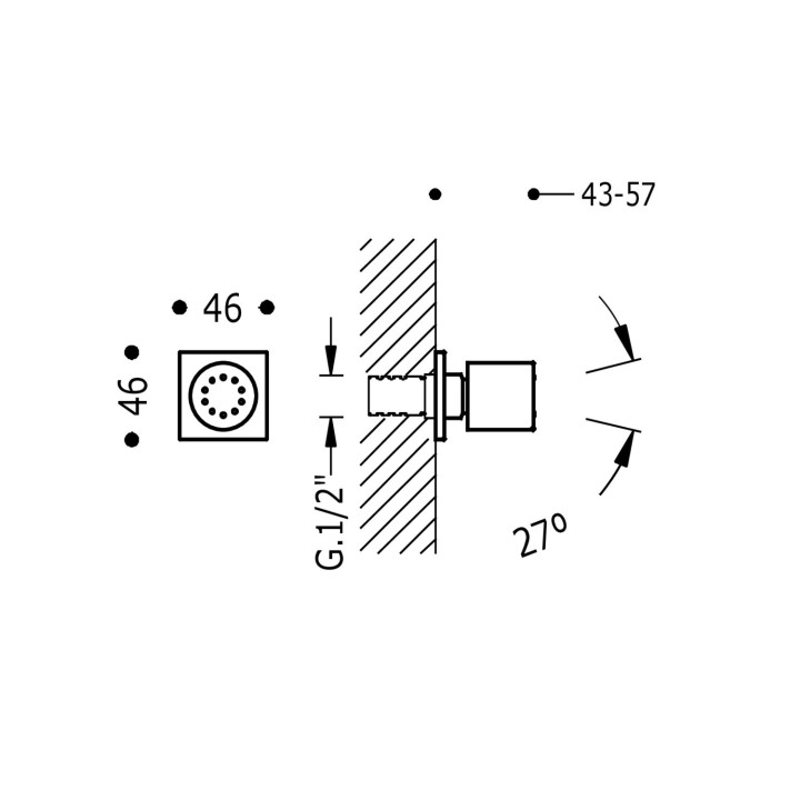 Dysza z hydromasażem, Tres Complementos Ducha - Chrom