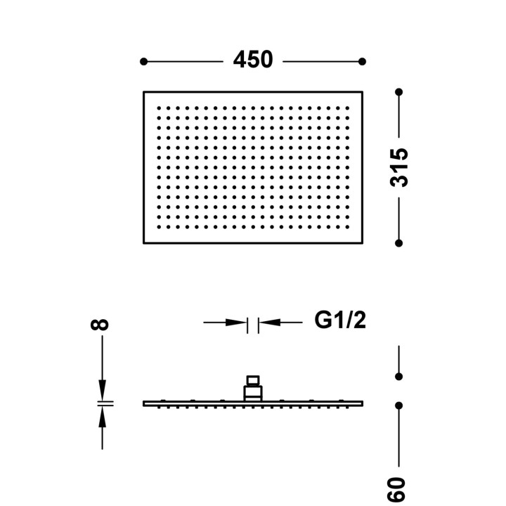 Deszczownica 45x31.5 cm, Tres Complementos Ducha - 24-K Złoto Matowe