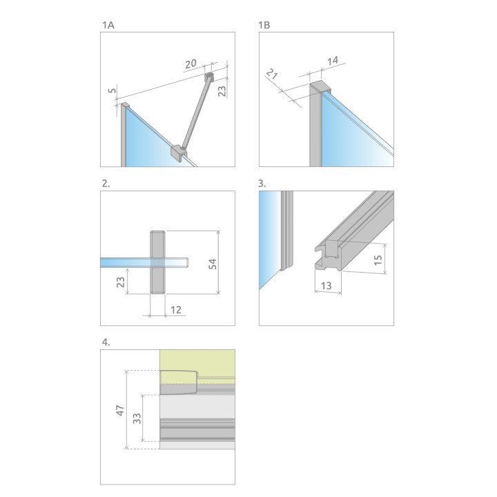 Parawan nawannowy Radaway Furo Gold PND II, prawy, szkło przejrzyste, 100x150cm, przesuwny, złoty profil