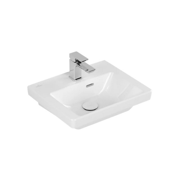 Umywalka wisząca/meblowa Villeroy & Boch Subway 3.0, 50x40cm, z przelewem, otwór na armaturę, Weiss Alpin, montaż meblowy