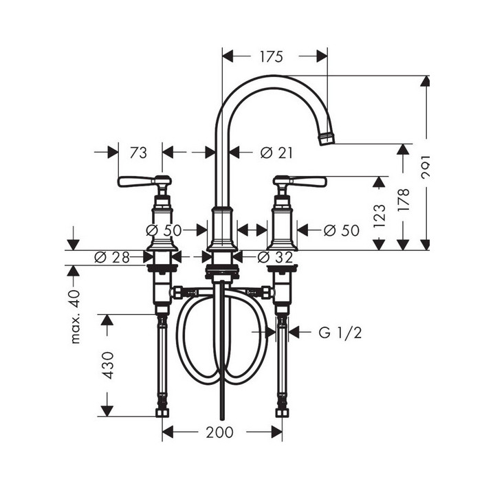 3-otworowa bateria umywalkowa 150 z kompletem odpływowym Push-Open, Hansgrohe Tecturis E - Brąz Szczotkowany