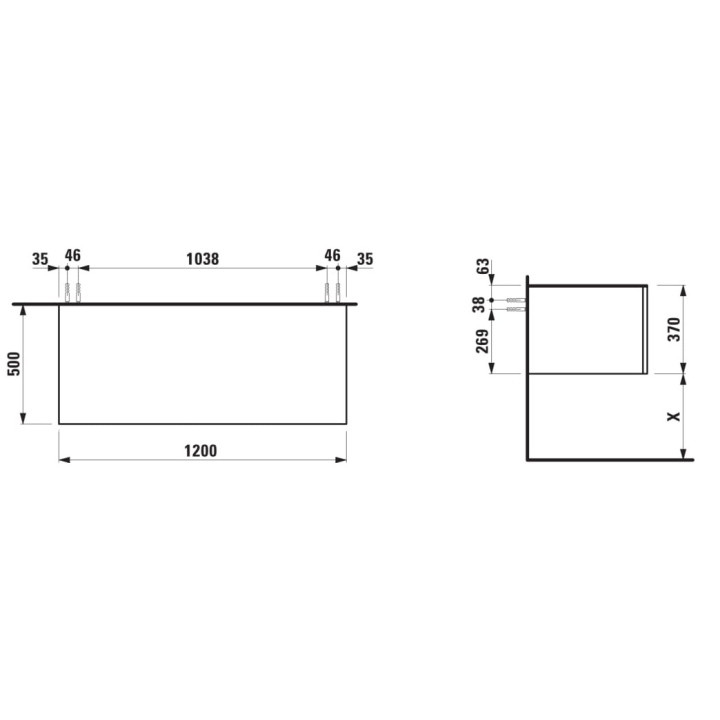 Szafka pod umywalkę Laufen Base for Val, dwie szuflady, 120cm, biały mat