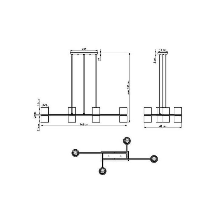 Żyrandol Sollux Lighting RIO, okrągły średnica 78cm, LED 32W 4000K, czarny