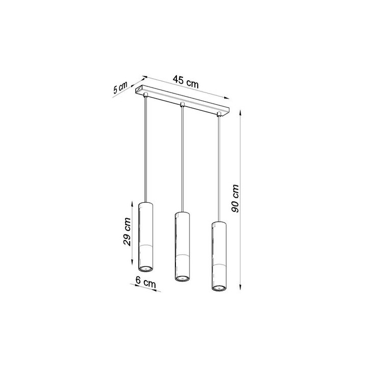 Lampa wisząca Sollux Ligthing LOOPEZ 3L , GU10  3x40W, 3x12W LED, czarny/złoty