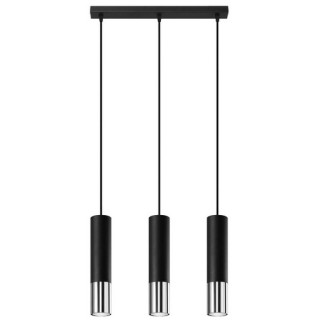 Lampa wisząca Sollux Ligthing LOOPEZ 3P, GU10 3x40W, 3x12W LED,  czarny/chrom