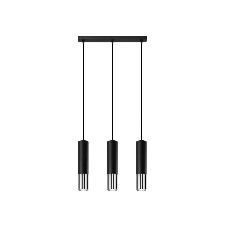 Lampa wisząca Sollux Ligthing LOOPEZ 3P, GU10 3x40W, 3x12W LED,  czarny/chrom