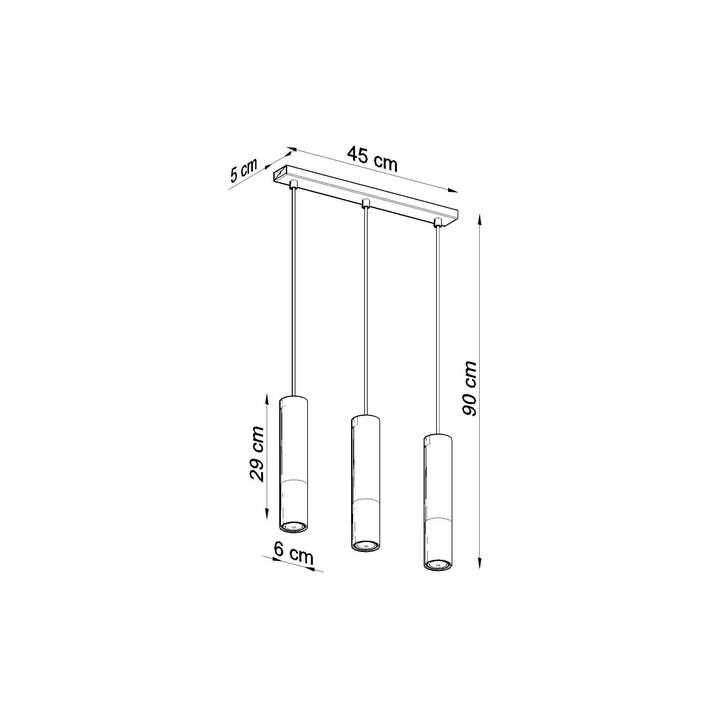 Lampa wisząca Sollux Ligthing LOOPEZ 3P, GU10 3x40W, 3x12W LED,  czarny/chrom