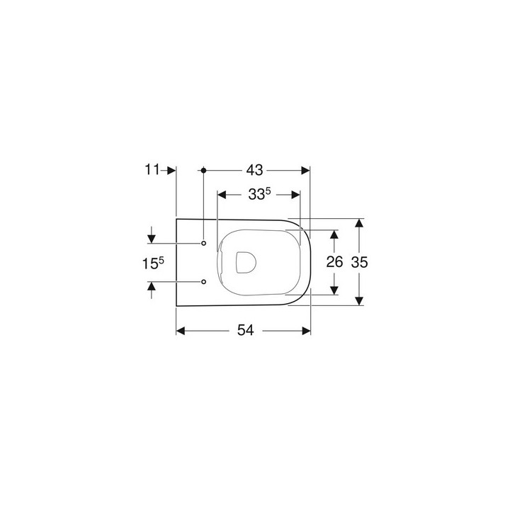 Geberit Smyle Square Wisząca miska WC, lejowa, 35x54cm, ukryte mocowania, Rimfree