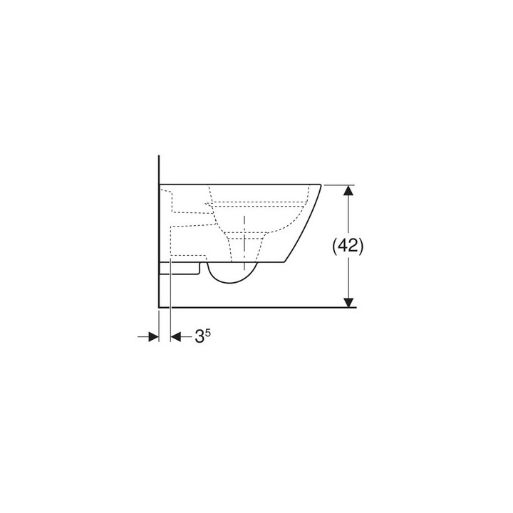 Geberit Smyle Square Wisząca miska WC, lejowa, 35x54cm, ukryte mocowania, Rimfree