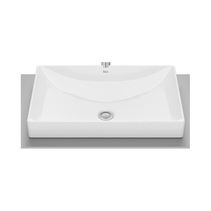 Umywalka blatowa Roca 50 cm, prostokątna z otworem na baterię, FINECERAMIC  - Biała