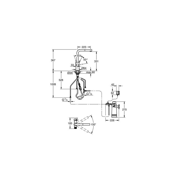 Elektroniczna jednouchwytowa Bateria Grohe Zedra Touch, DN15, chrom