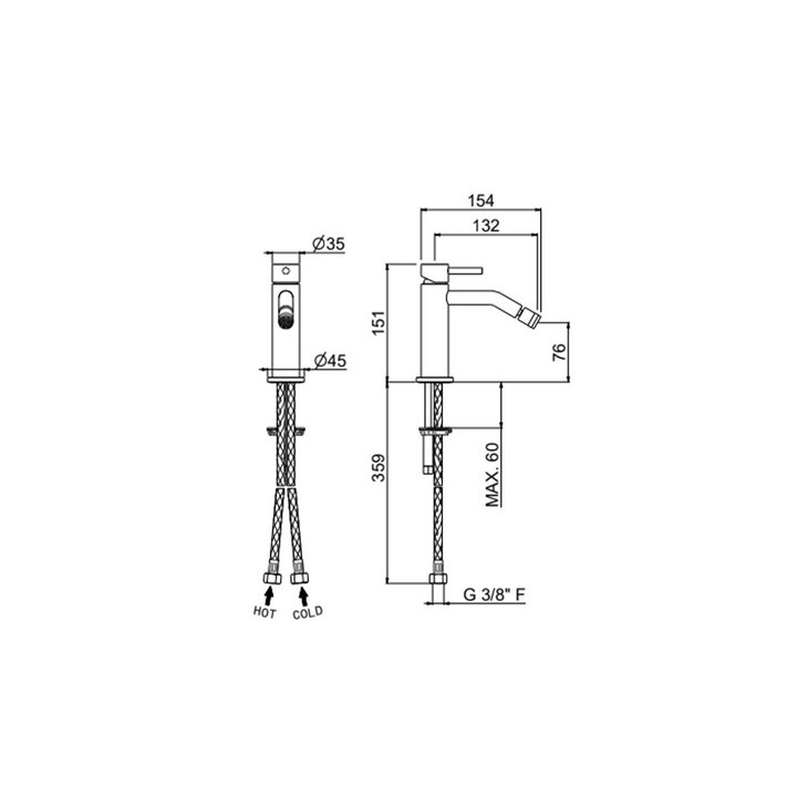 Bateria umywalkowa Vema Otago, stojąca, wylewka 190mm, bez korka, brushed gold