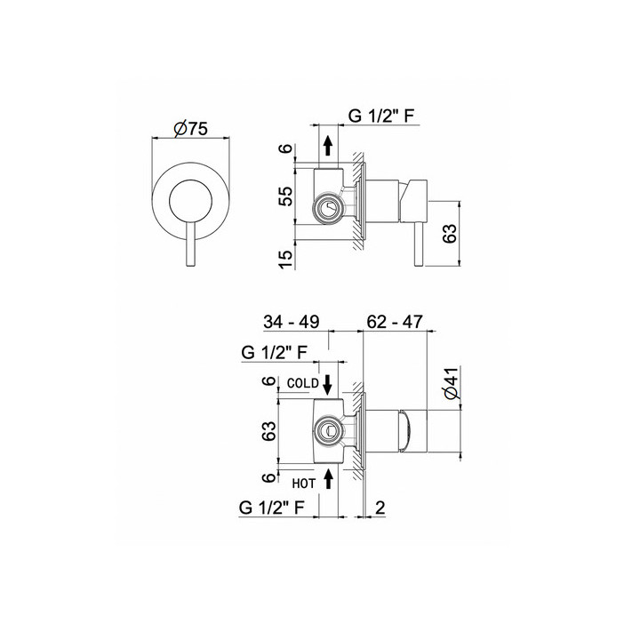 Bateria natryskowa solo Vema Otago,  brushed gold