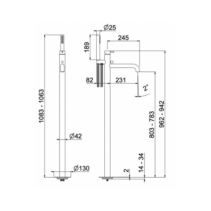 Zestaw natryskowy podtynkowy Vema Otago, brushed gold