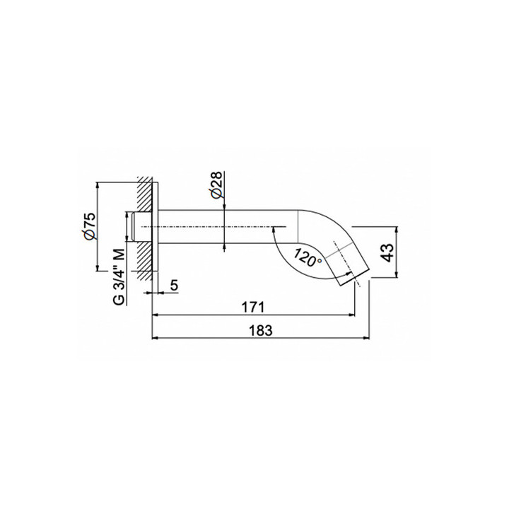 Wylewka umywalkowa ścienna Vema Otago,wylewka 150mm, brushed gold