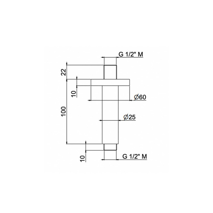 Ramię sufitowe do deszczownicy Vema Otago,długość 35cm, brushed gold