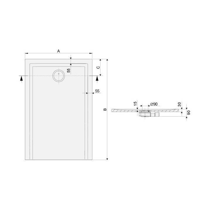 Brodzik kwadratowy Sanplast Classic  B/CL75x75x15+STB biały