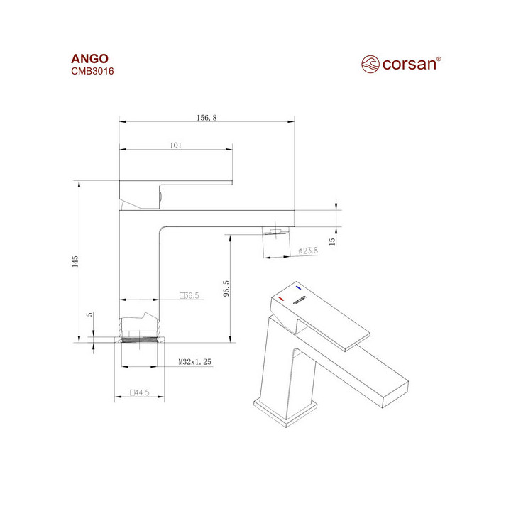 Bateria umywalkowa Corsan Ango ,czarna