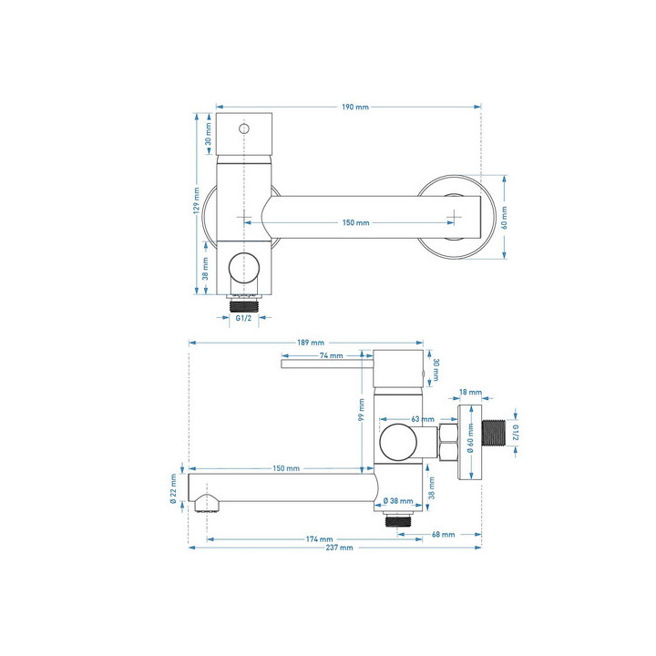 Bateria wannowo prysznicowa Corsan Lugo chromowana z wylewką