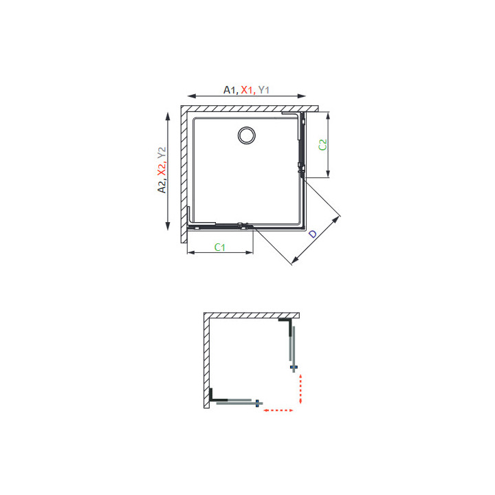 Kabina Walk-In Radaway Modo F II 120, profil nikiel szczotkowany, szkło przejrzyste