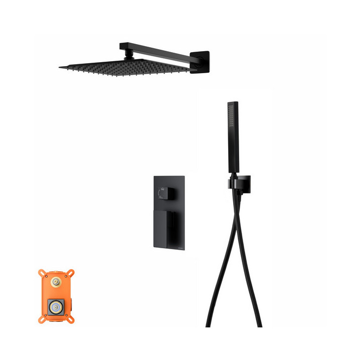 Zestaw prysznicowy z termostatem Corsan Ango,deszczownica LED, z wylewką obrotową,  chrom