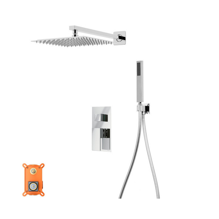 Zestaw prysznicowy z baterią podtynkową i prysznicem Corsan Ango,deszczownica 25cm, chrom