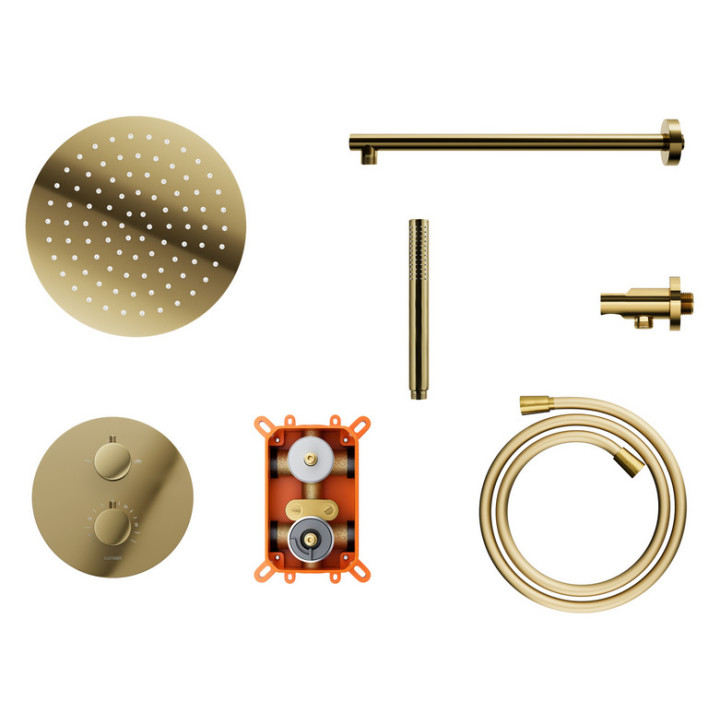 Zestaw prysznicowy z baterią podtynkową i prysznicem Corsan Ango,deszczownica okrągła śr. 25cm, chrom