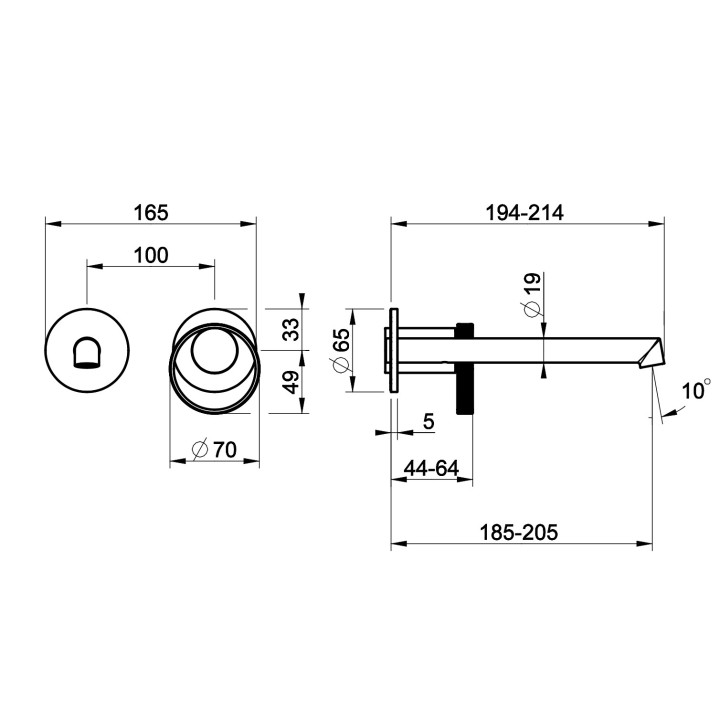 Bateria umywalkowa Gessi Anello, podtynkowa, 2-otworowa krótka wylewka, chrom