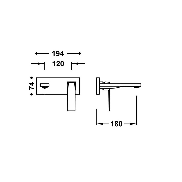 Element naścienny do podtynkowego korpusu baterii umywalkowe TRES Cuadro, wylewka 153mm, czarny mat 