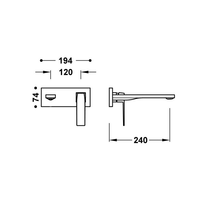 Element naścienny do podtynkowego korpusu baterii umywalkowe TRES Slim Exclusive, wylewka 240mm, chrom
