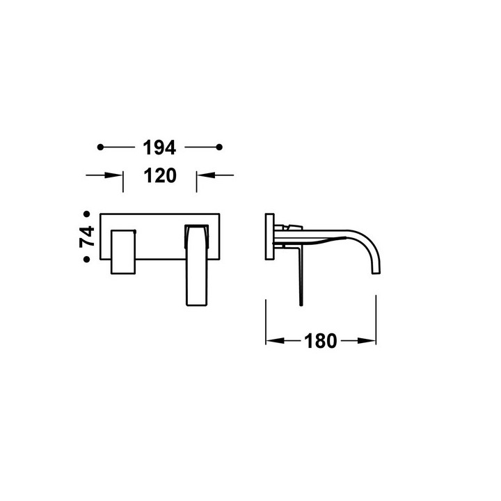 Element naścienny do podtynkowego korpusu baterii umywalkowe TRES Slim Exclusive, wylewka 180mm, złoti