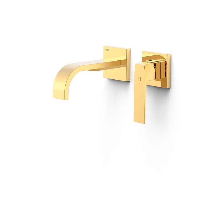 Element naścienny do podtynkowego korpusu baterii umywalkowe TRES Slim Exclusive, wylewka 240mm,  złoto