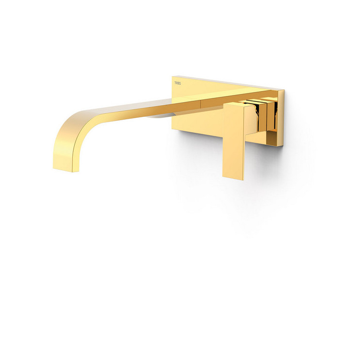 Element naścienny do podtynkowego korpusu baterii umywalkowe TRES Cuadro, wylewka 180mm, złoto
