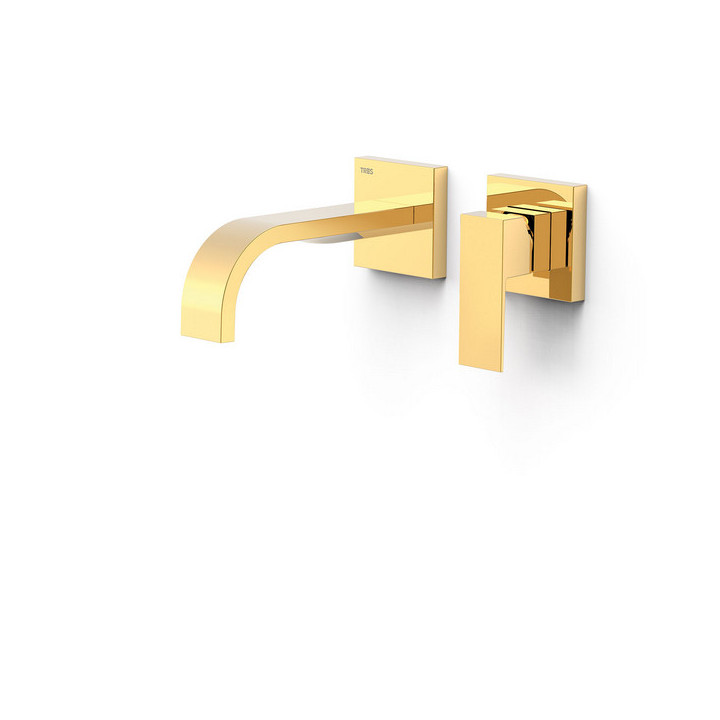 Element naścienny do podtynkowego korpusu baterii umywalkowe TRES Cuadro, wylewka 153mm, złoto 