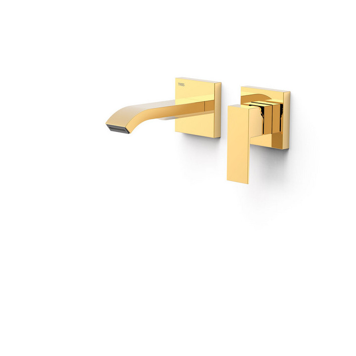 Element naścienny do podtynkowego korpusu baterii umywalkowe TRES Cuadro, wylewka 240mm, złoto 