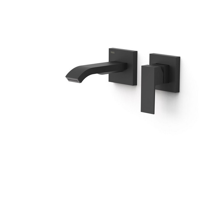 Element naścienny do podtynkowego korpusu baterii umywalkowe TRES Cuadro, wylewka 153mm, biel matowa 