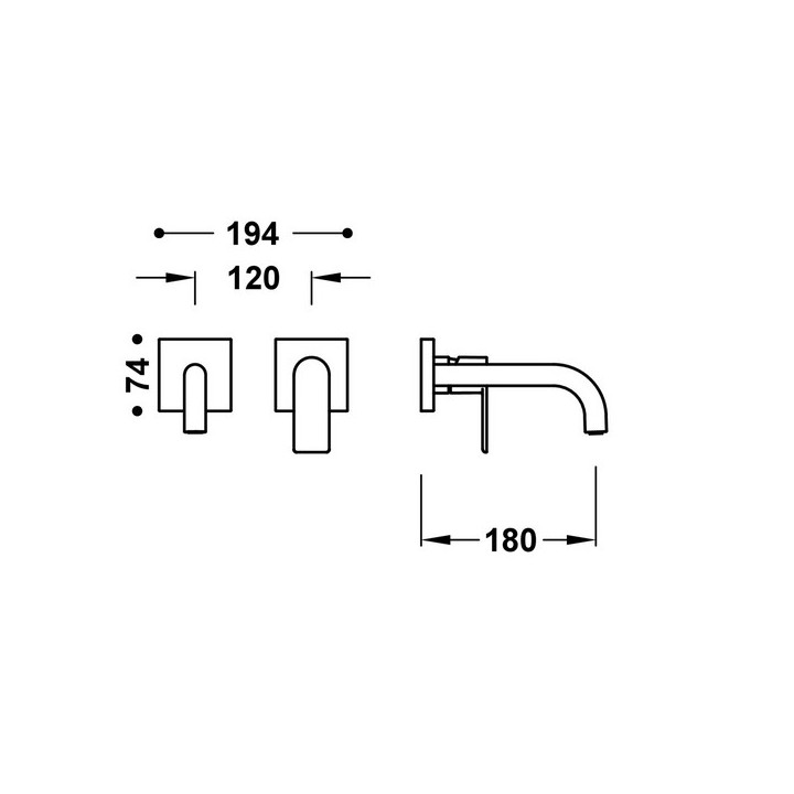 Element naścienny do podtynkowego korpusu baterii umywalkowej TRES LOFT, wylewka 180mm, biel matowa 