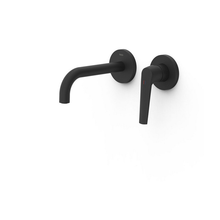 Element naścienny do podtynkowego korpusu baterii umywalkowej TRES LOFT, wylewka 240mm, czerń matowa